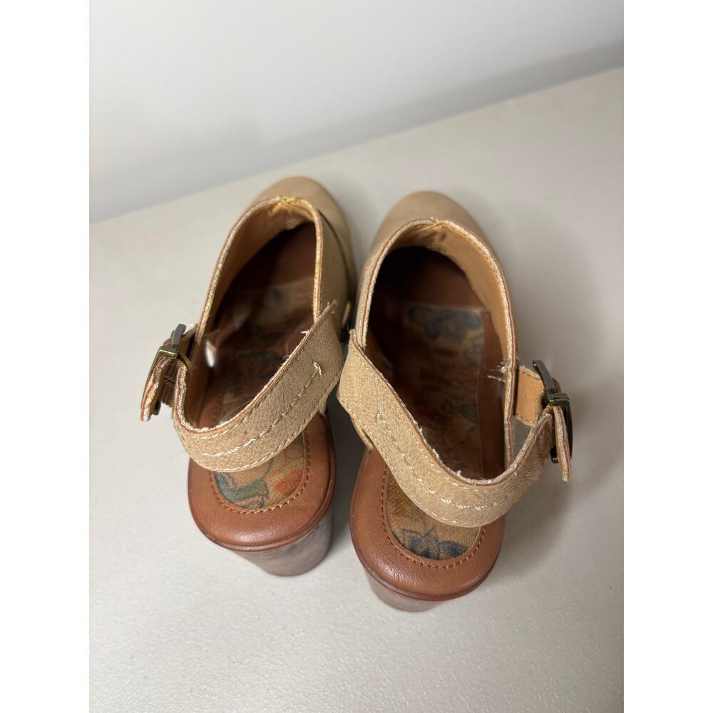 Tan Leather Mules with Wooden Heel - Picture 5 of 11